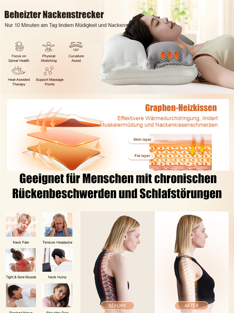 Weiches und festes Dual-Zone-Baumwoll-Nackenpflege-Beauty-Traktions-Kissen