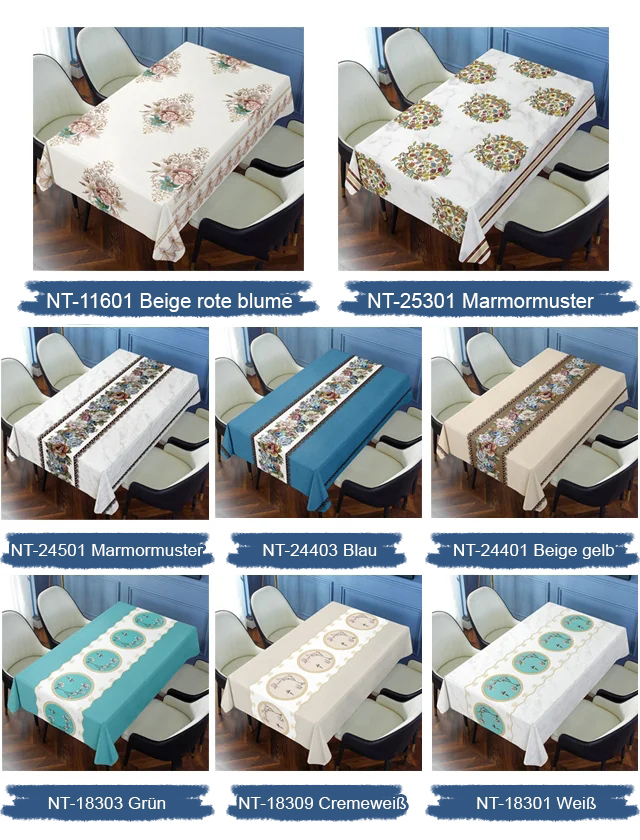 Besticktes, nicht abwaschbares, wasser- und fettdichtes Tischtuch