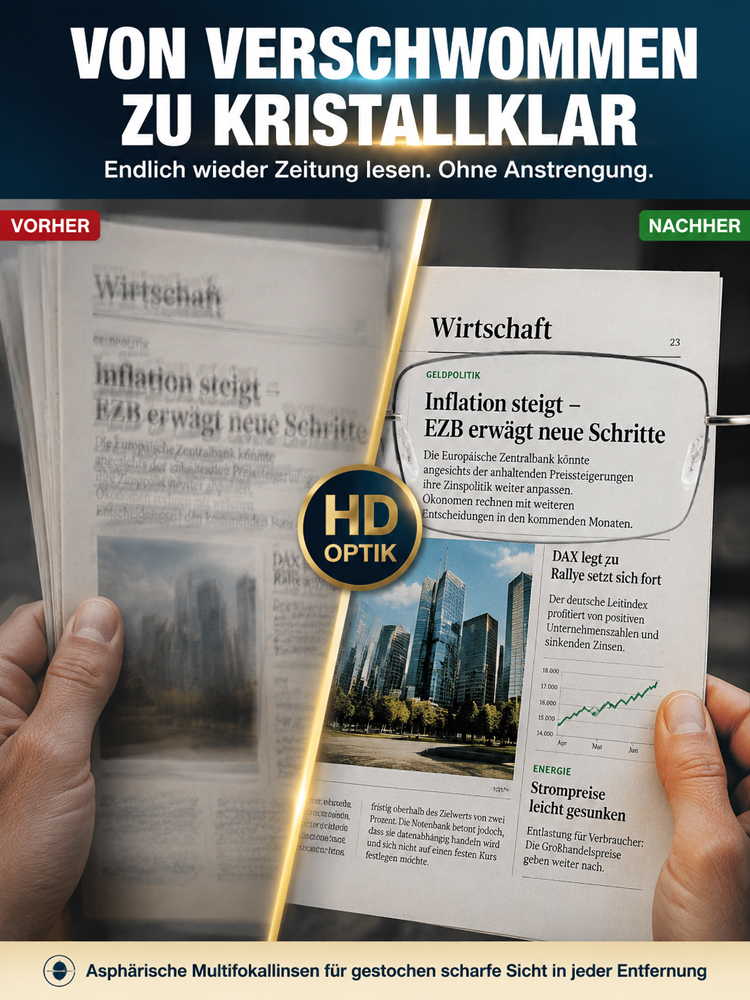 👓 HD-Optik Multifokale Lesebrille: 12g Ultraleicht mit 99% Blaulichtfilter & Fototrop-Technologie – 50% Rabatt