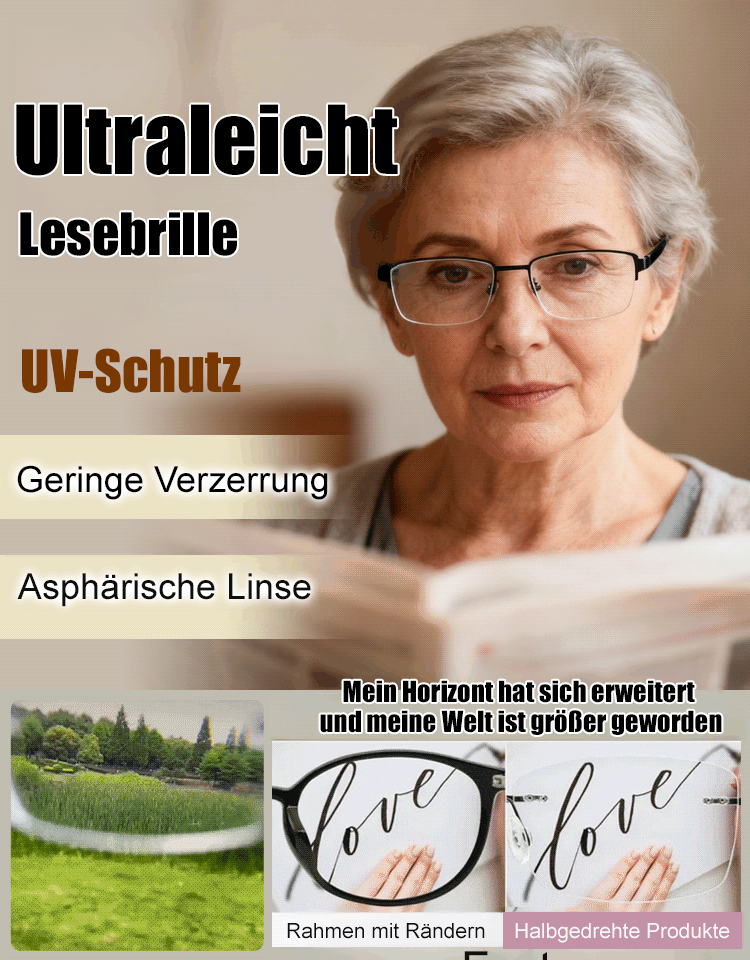 Schluss mit Augenarzt-Terminen! Von +2,0 bis –10,0 Dioptrien: Die Titan-Fassungslesebrille mit automatischer Anpassung