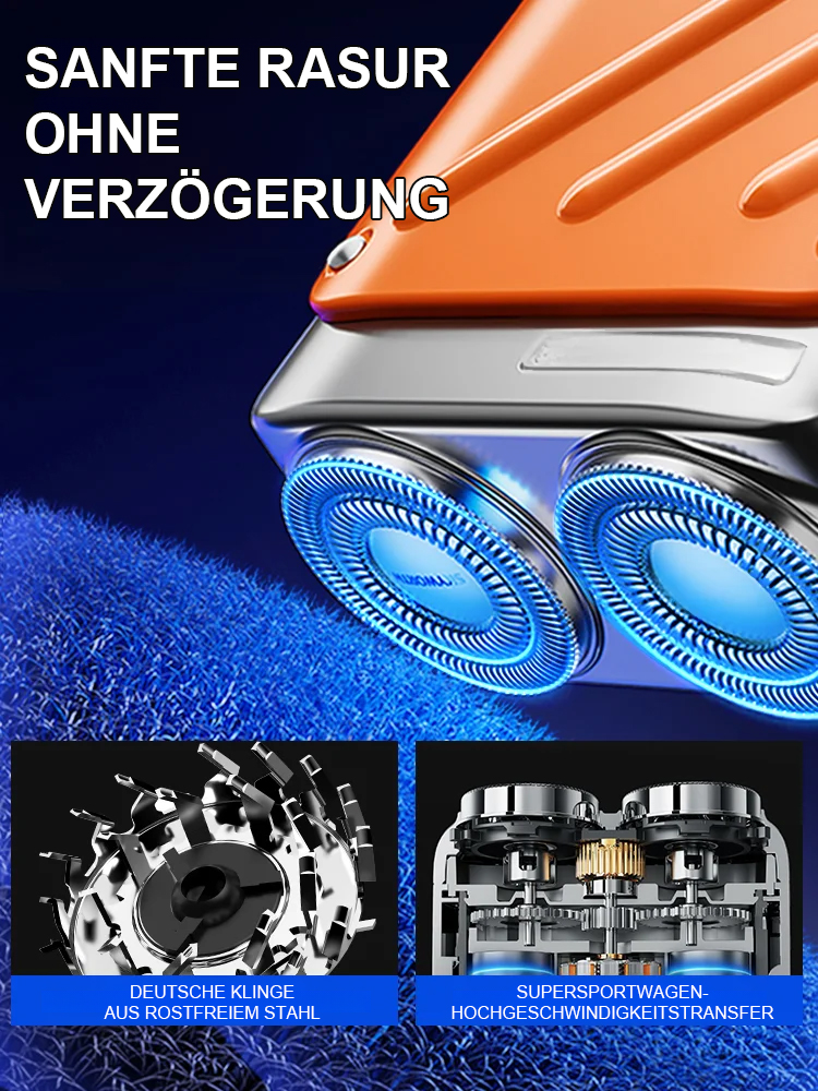 Rotierender Elektrorasierer mit Doppelring – Rasur schnell und ohne Spuren