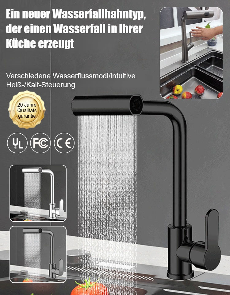 Kalt-warm drehbarer Universal-Ausziehhahn.