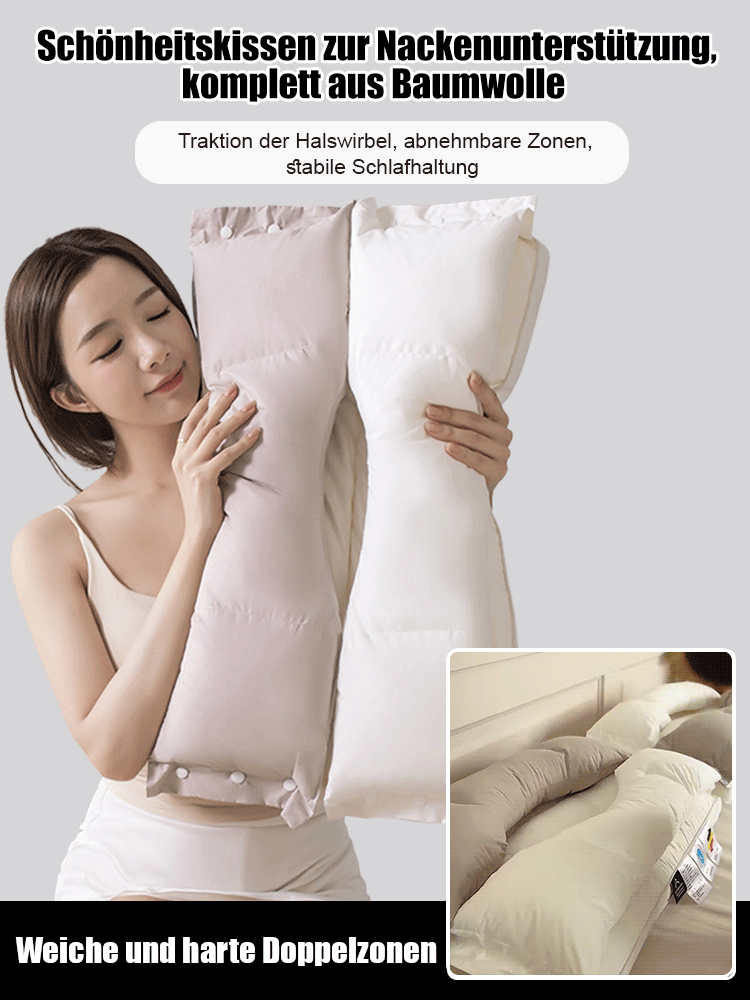 Weiches und festes Dual-Zone-Baumwoll-Nackenpflege-Beauty-Traktions-Kissen