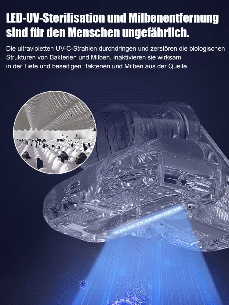 Doppelbecher-Staubsauger mit UV-Sterilisation zur Milbenentfernung