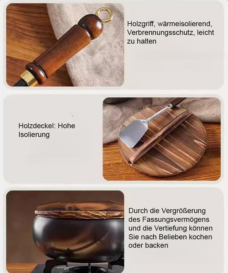 【Unbeschichtetes, gesundes Kochgeschirr im japanischen Stil】 Ergänzen Sie das Eisenelement mit einer Antihaftpfanne aus reinem Eisen, ohne Ölrauch.