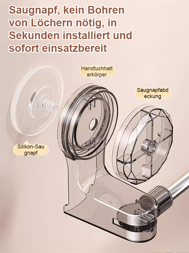Teleskopische Aufbewahrungsstange mit Saugnapf ohne Bohren