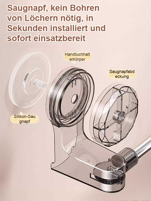 Teleskopische Aufbewahrungsstange mit Saugnapf ohne Bohren