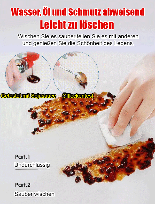 Besticktes, nicht abwaschbares, wasser- und fettdichtes Tischtuch