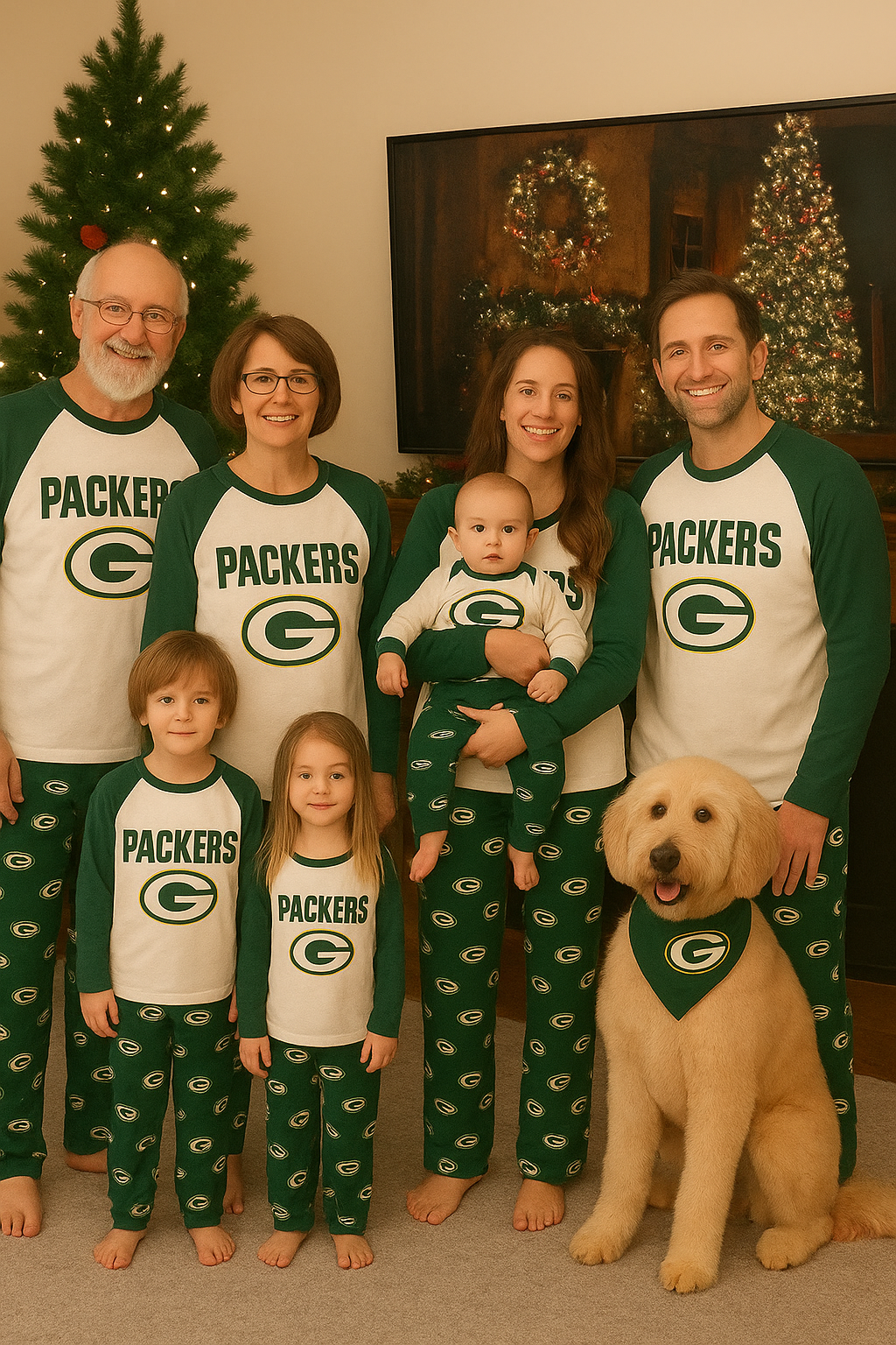 Green Bay Packers Family Holiday Pajamas Set