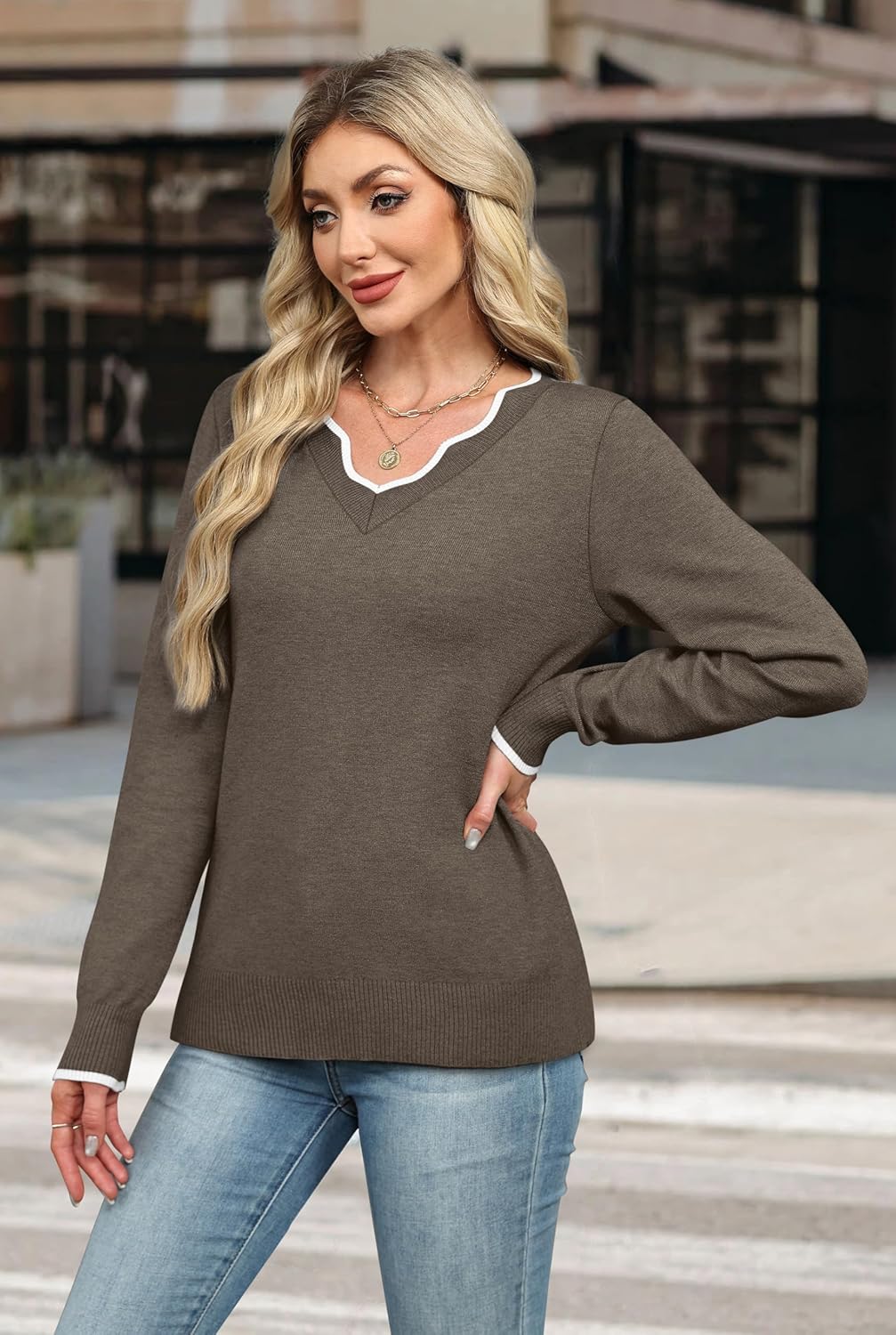 2025 New Womens Cozy Lightweight V Neck Sweaters Pullover(buy 2 free shipping)