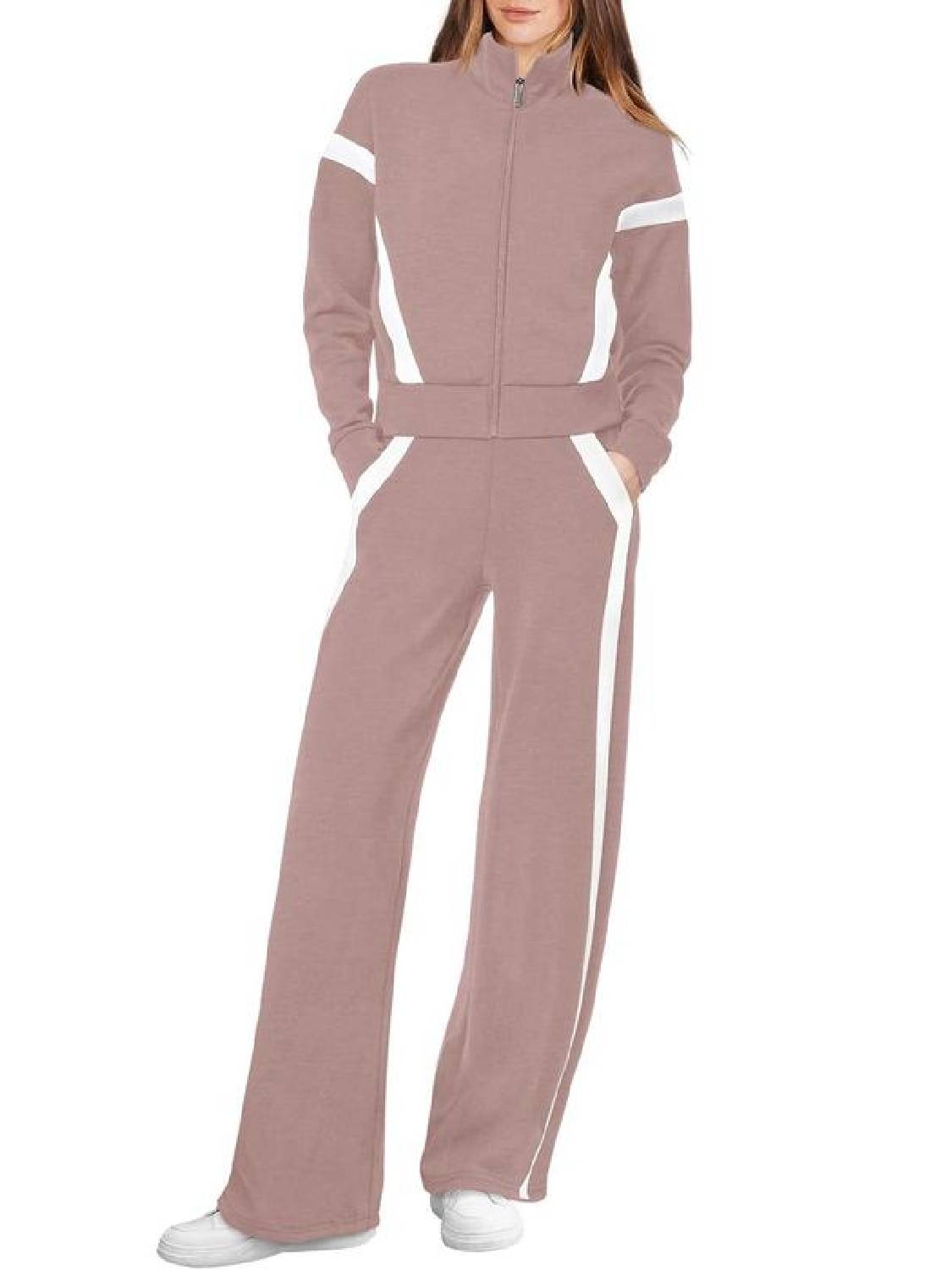⏰Hot Sale-Women Sweatsuit 2 Piece Outfits Sweatshirt Wide Leg Sweatpant Tracksuit