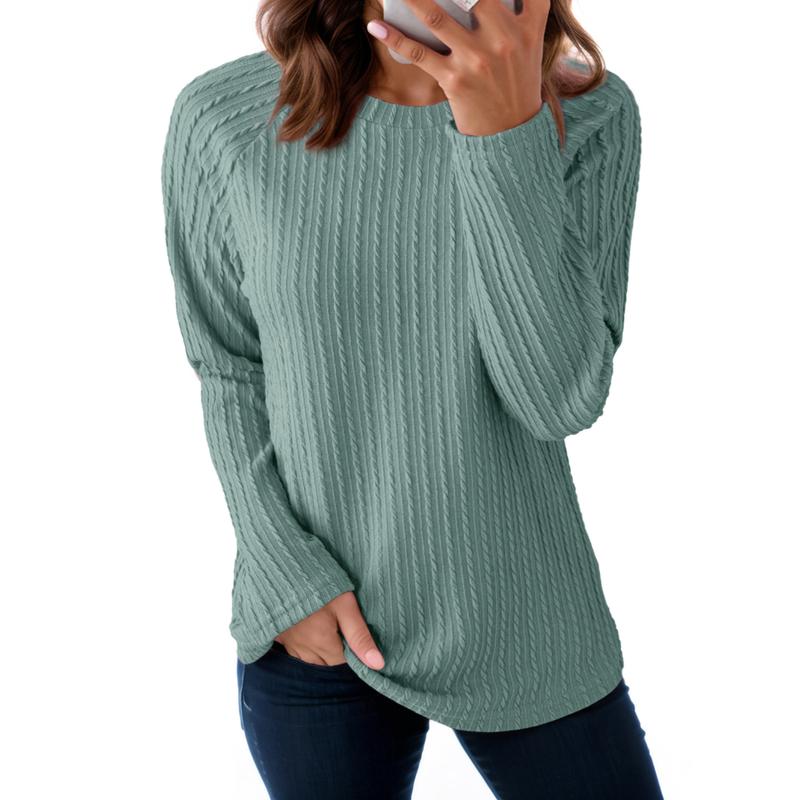 Women's Tops Long Sleeve Crewneck Knit Basic Tee Lightweight Shirts
