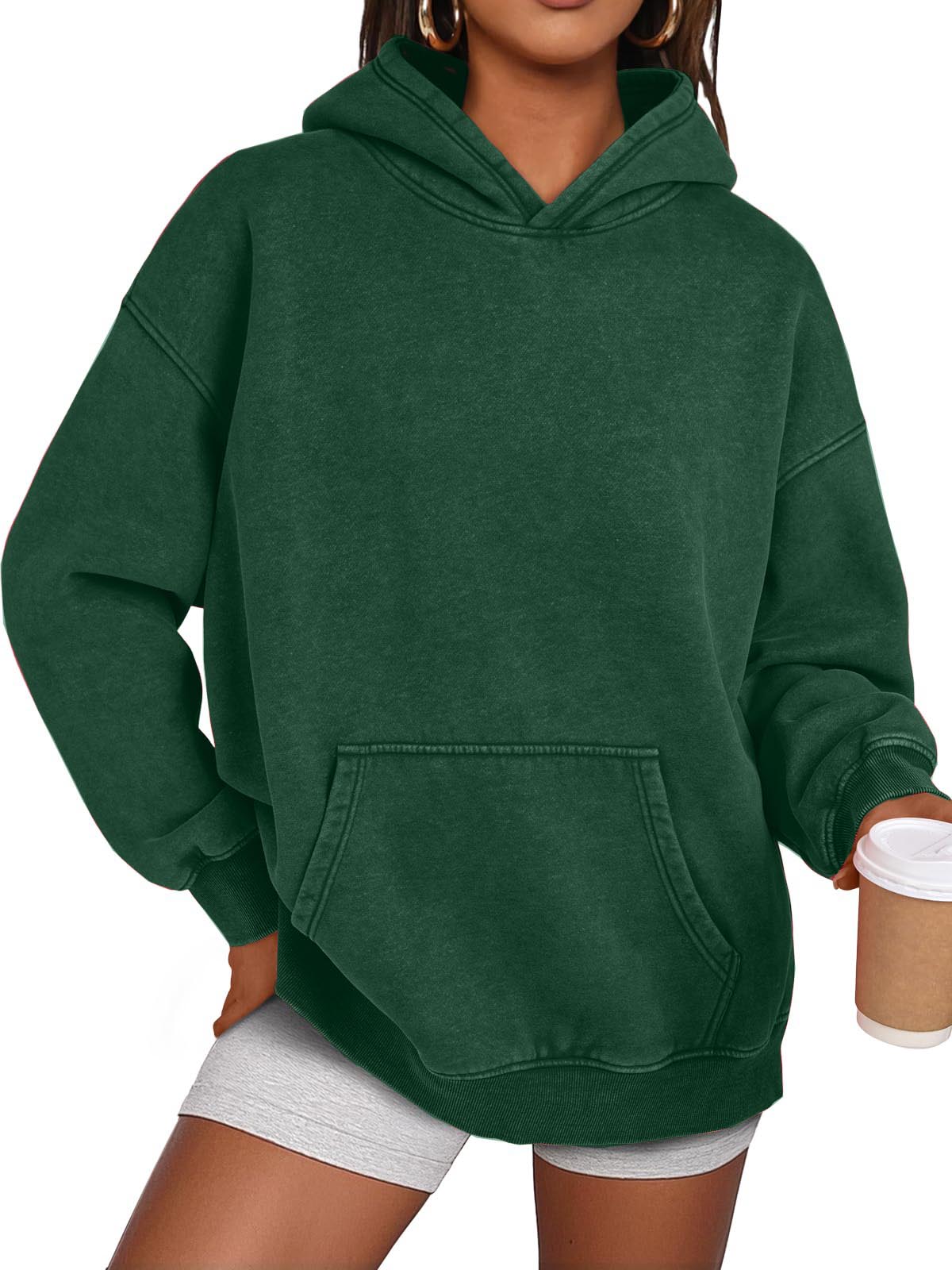 Unisex Casual Oversized Acid Wash Tops Hoodie Pullover