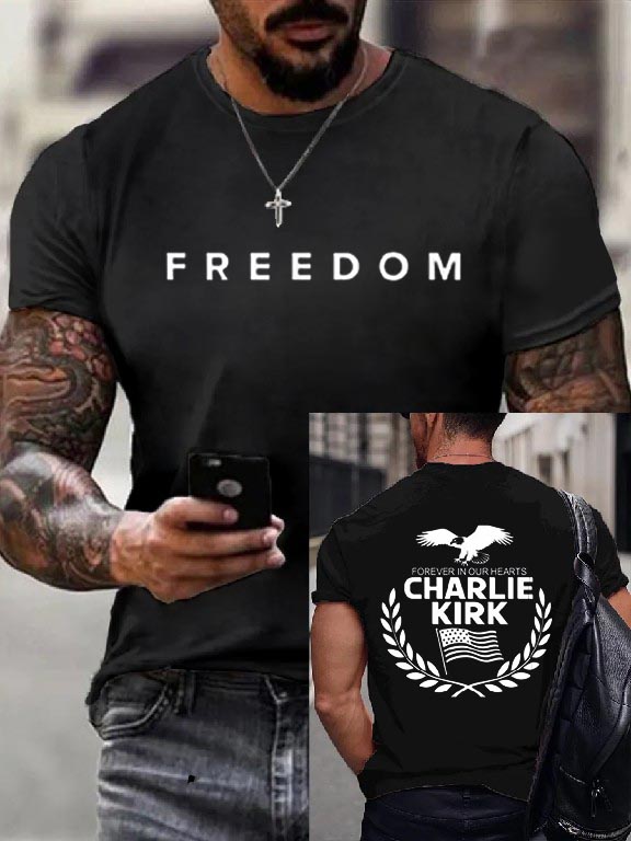 Charlie Kirk Memorial Tee, Patriotic Eagle Wreath “Forever in Our Hearts” Unisex T-Shirt (Buy 3 Free Shipping)