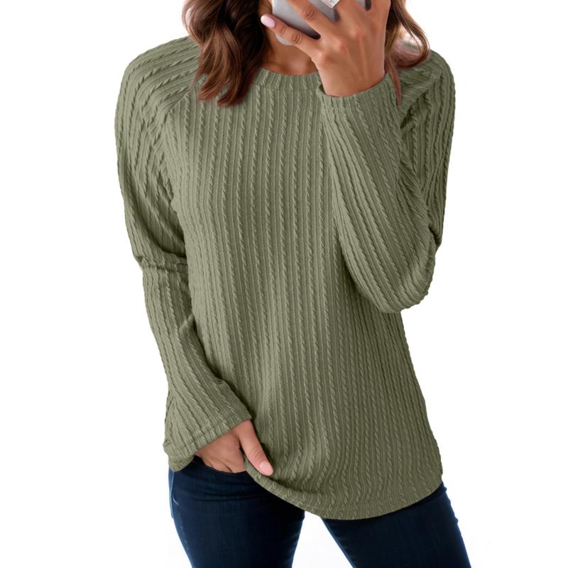 Women's Tops Long Sleeve Crewneck Knit Basic Tee Lightweight Shirts