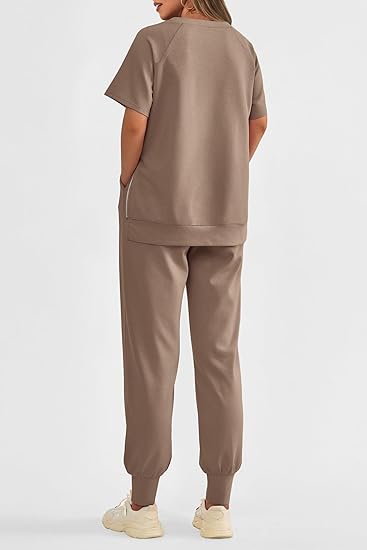 Women's  2 Piece Outfit Tracksuits Casual Tops High Waisted Sweatpants Set