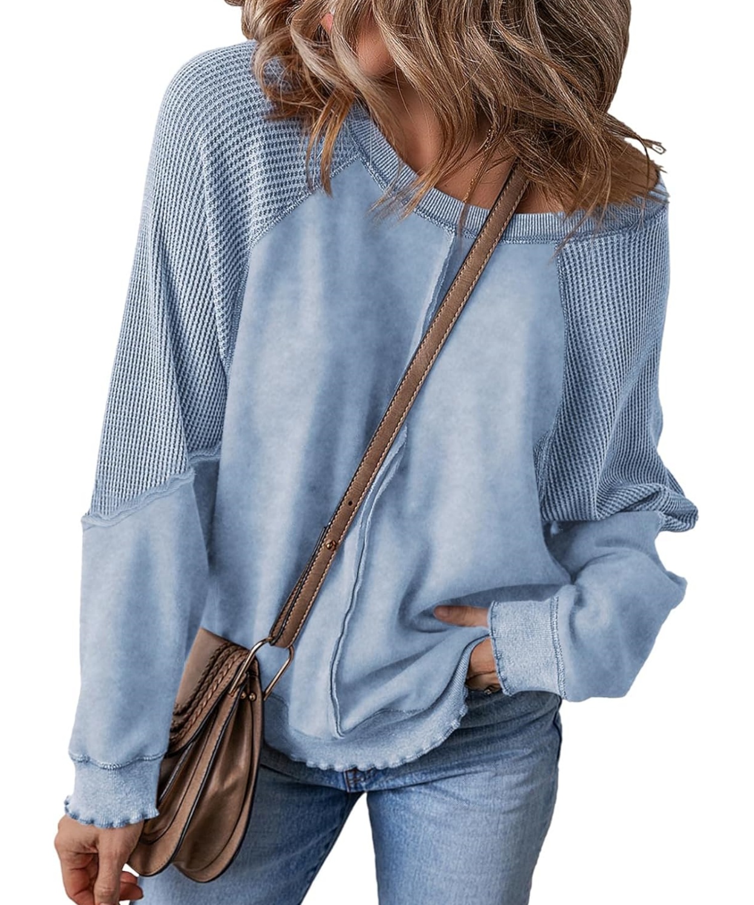 ✨Women's  Reverse Seam Fashion Waffle Knit Sweatshirt (Buy 2 Free Shipping)
