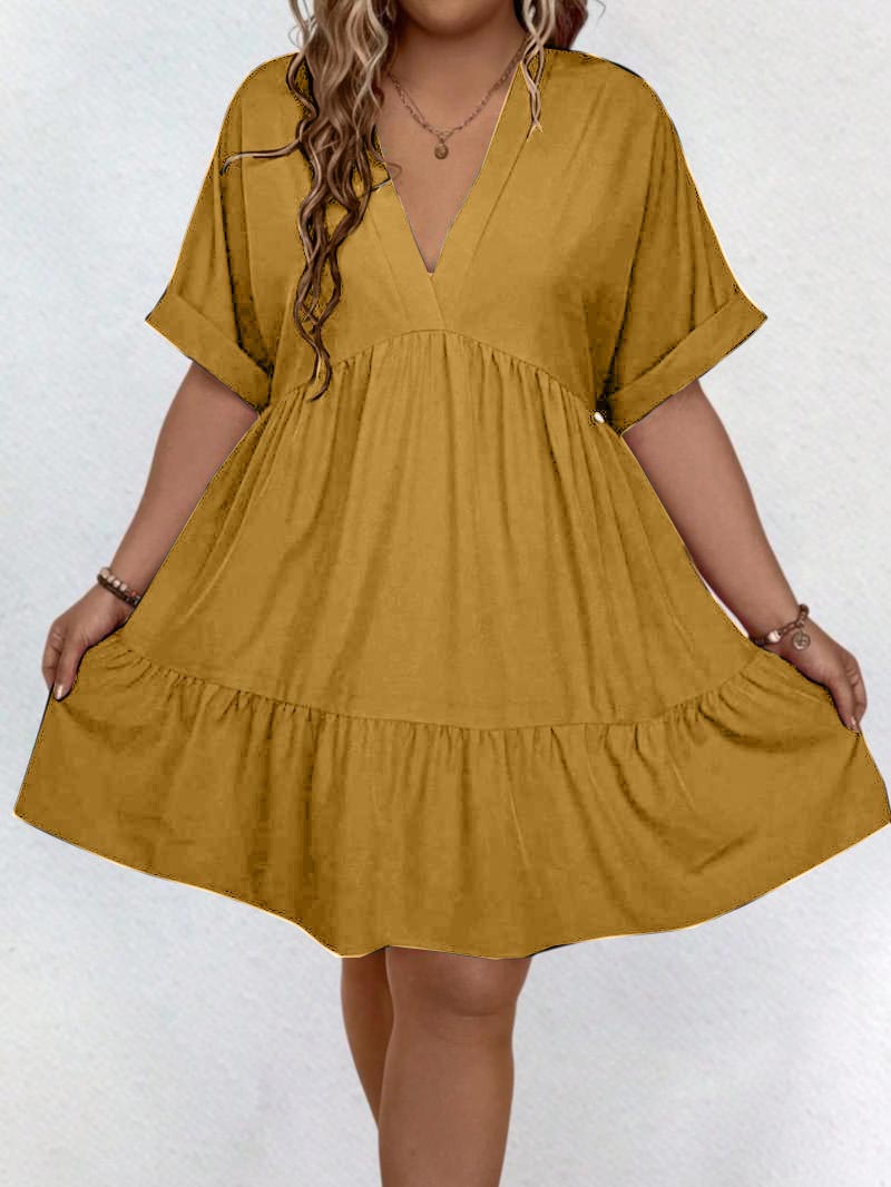 ✨Women's Casual Plain V Neck Batwing Sleeve Dress