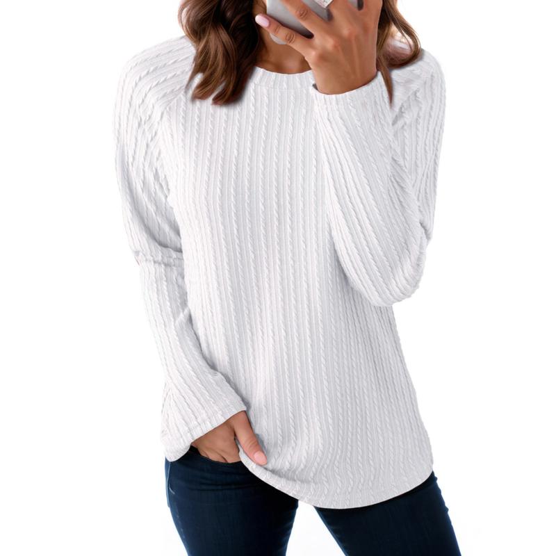 Women's Tops Long Sleeve Crewneck Knit Basic Tee Lightweight Shirts