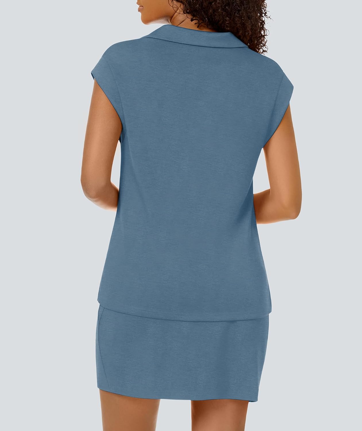 ✨Women's Casual Sports Cap Sleeve Lapel Shirt Skirt Two-Piece Set (Buy 2 Free Shipping)