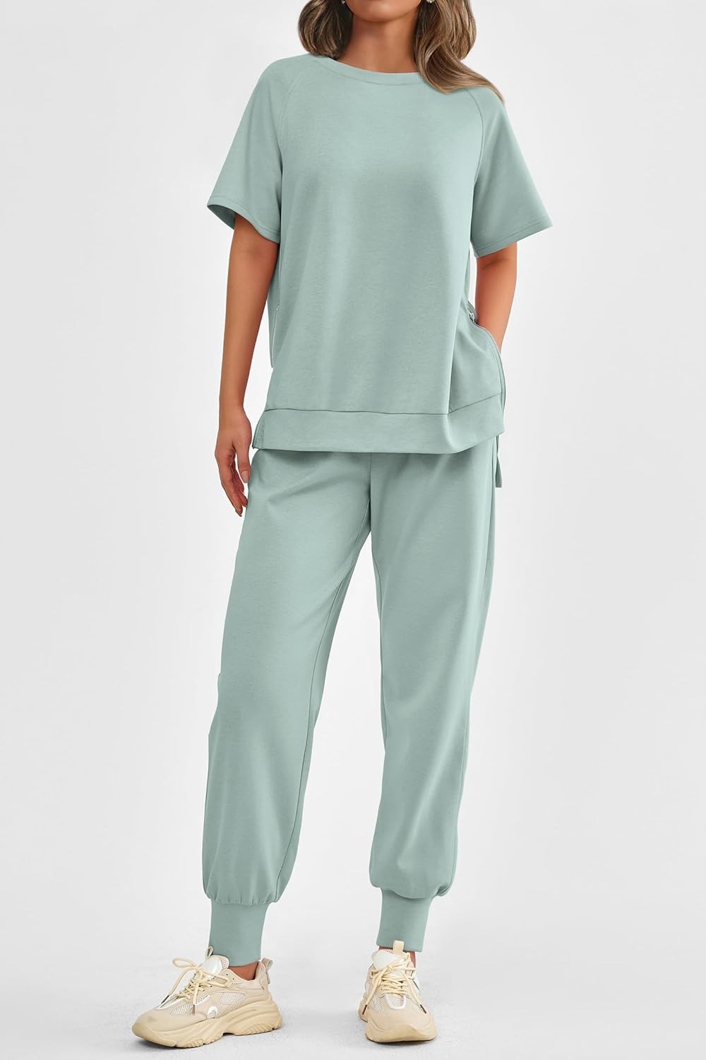 Women's  2 Piece Outfit Tracksuits Casual Tops High Waisted Sweatpants Set