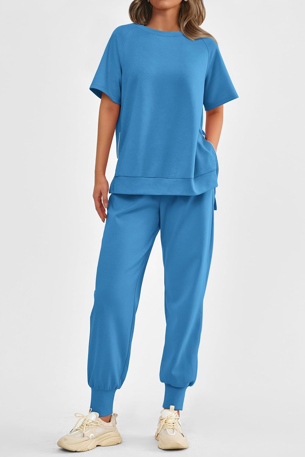 Women's  2 Piece Outfit Tracksuits Casual Tops High Waisted Sweatpants Set