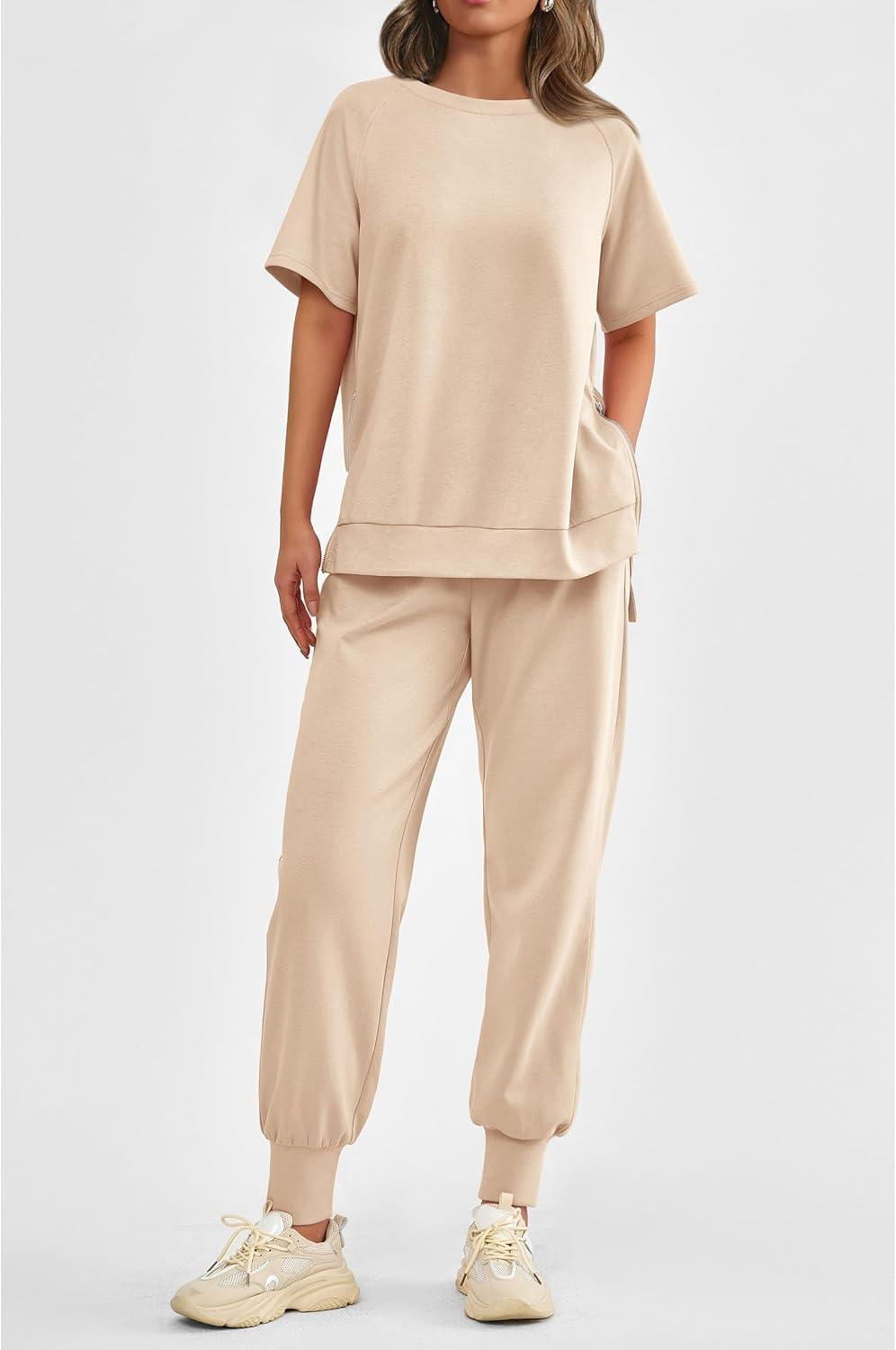 Women's  2 Piece Outfit Tracksuits Casual Tops High Waisted Sweatpants Set