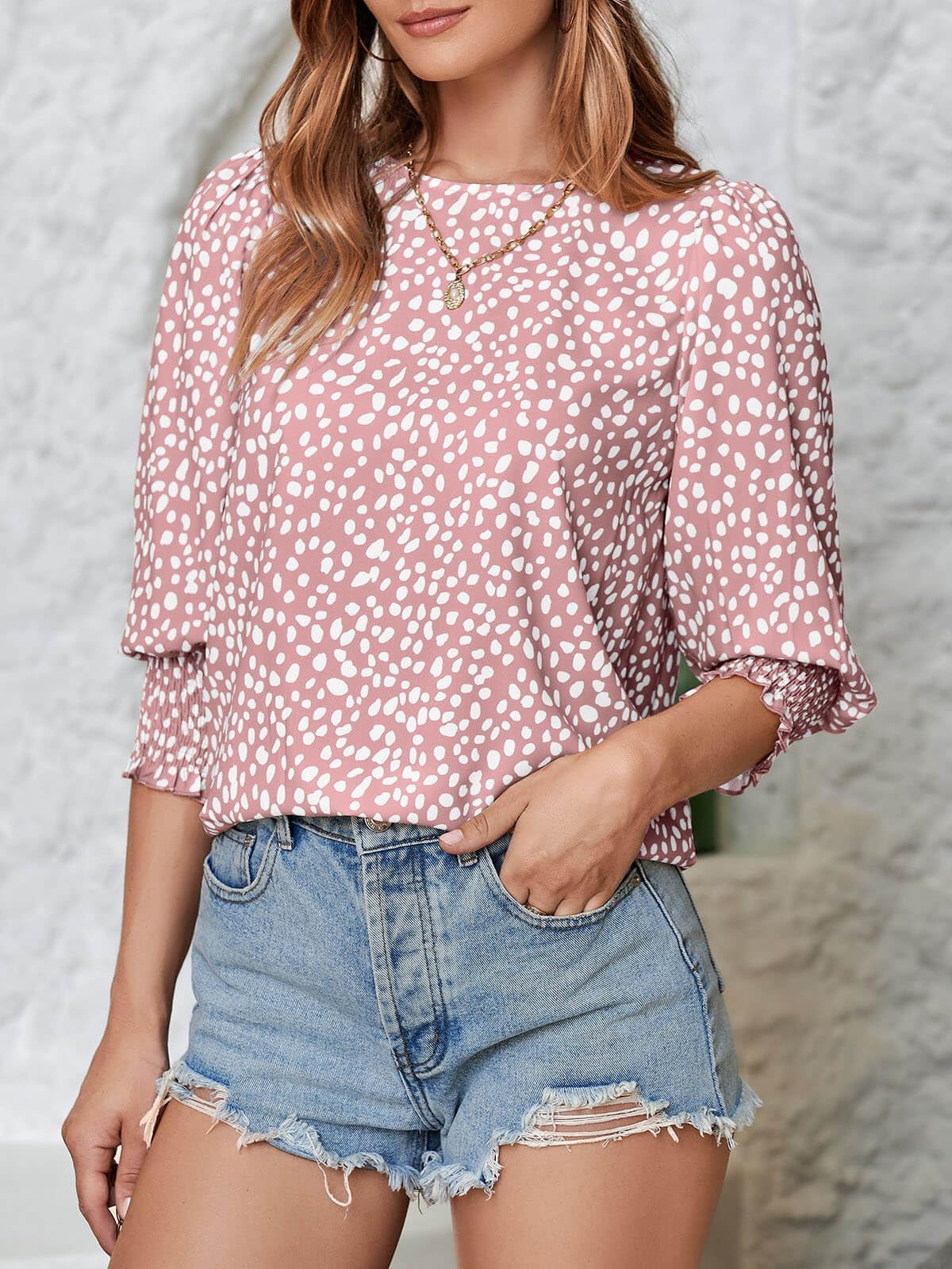 Women's Polka Dot Three-quarter Sleeve T-Shirt Top（Buy 2 Free Shipping)