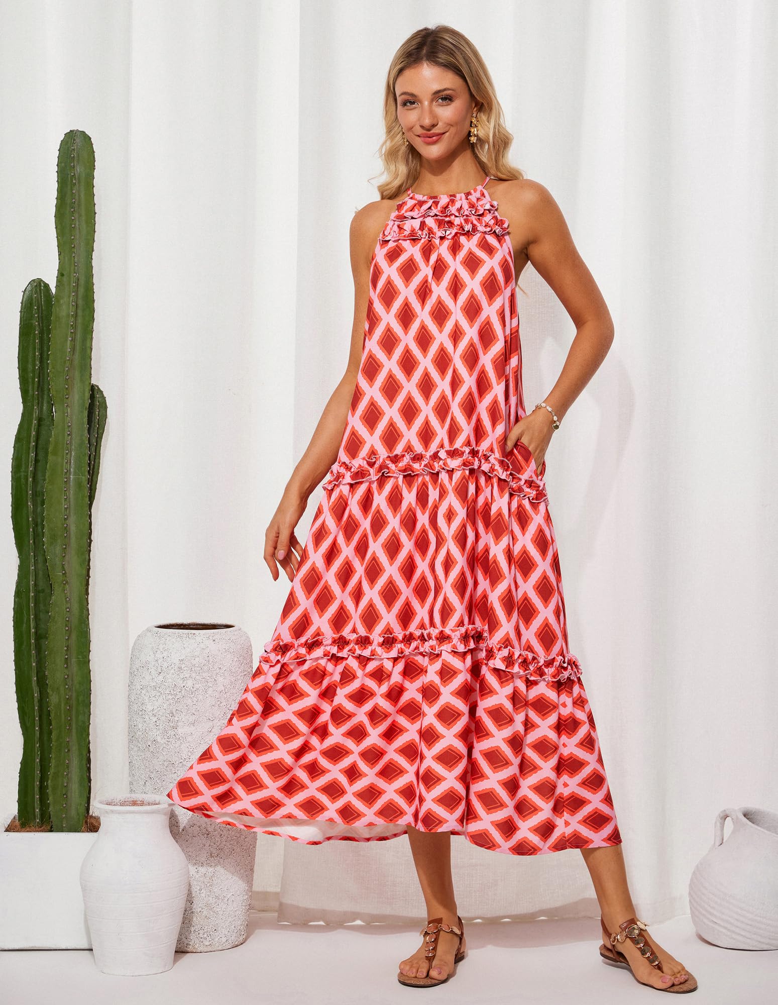 Women's Elegant Hollower Out Waist A  Line Spaghetti Straps Dress