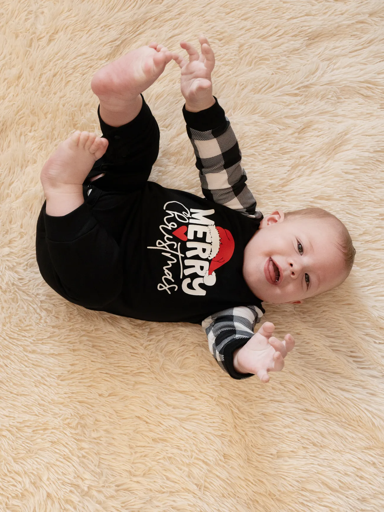 Family Christmas Pajamas Long-sleeve Black White Letters Pajamas
