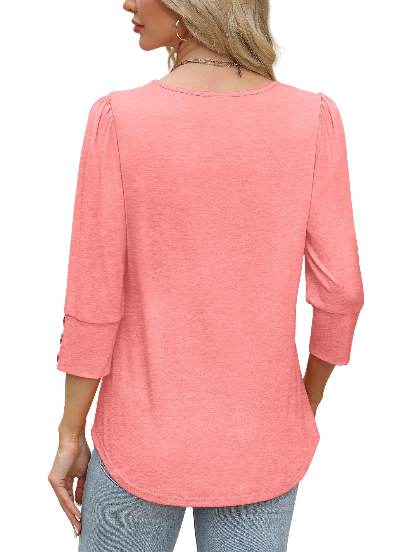 2025 New Women's Casual 3/4 Sleeve with Buttons Dressy  Blouses(buy 3 free shipping)