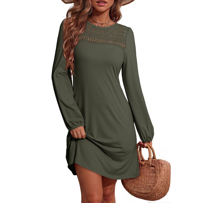 Womens Trendy Crochet Sweaters  Summer Casual Lightweight Long Sleeve Hollow Out dress