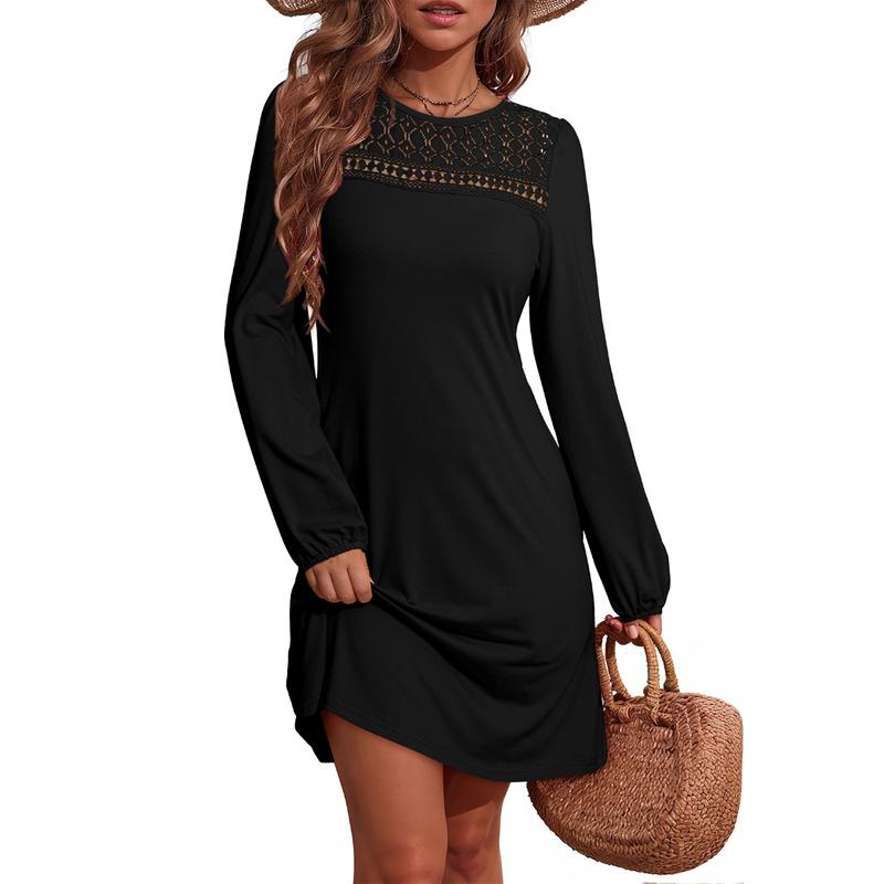 Womens Trendy Crochet Sweaters  Summer Casual Lightweight Long Sleeve Hollow Out dress
