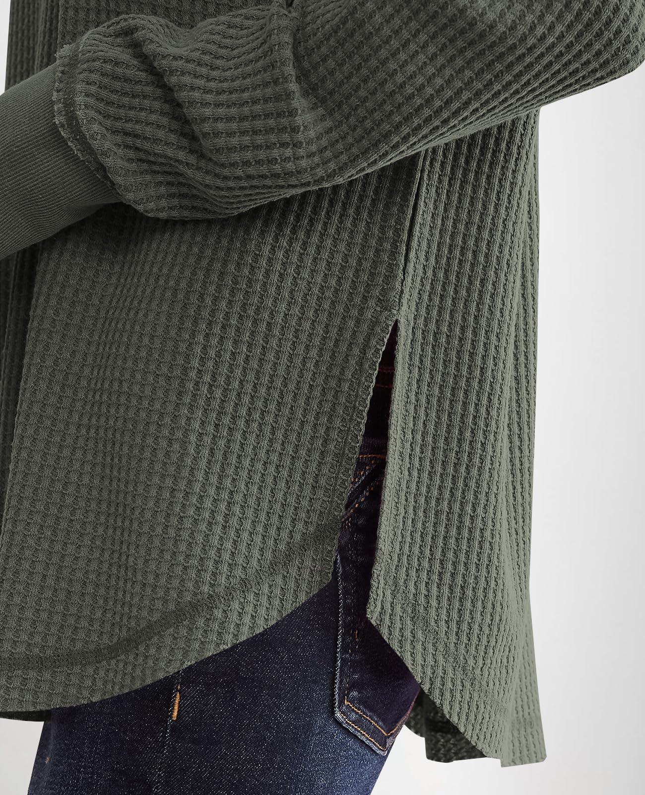 2024 New Women's Waffle Knit Exposed Seam Pullover(buy 2 10% OFF)