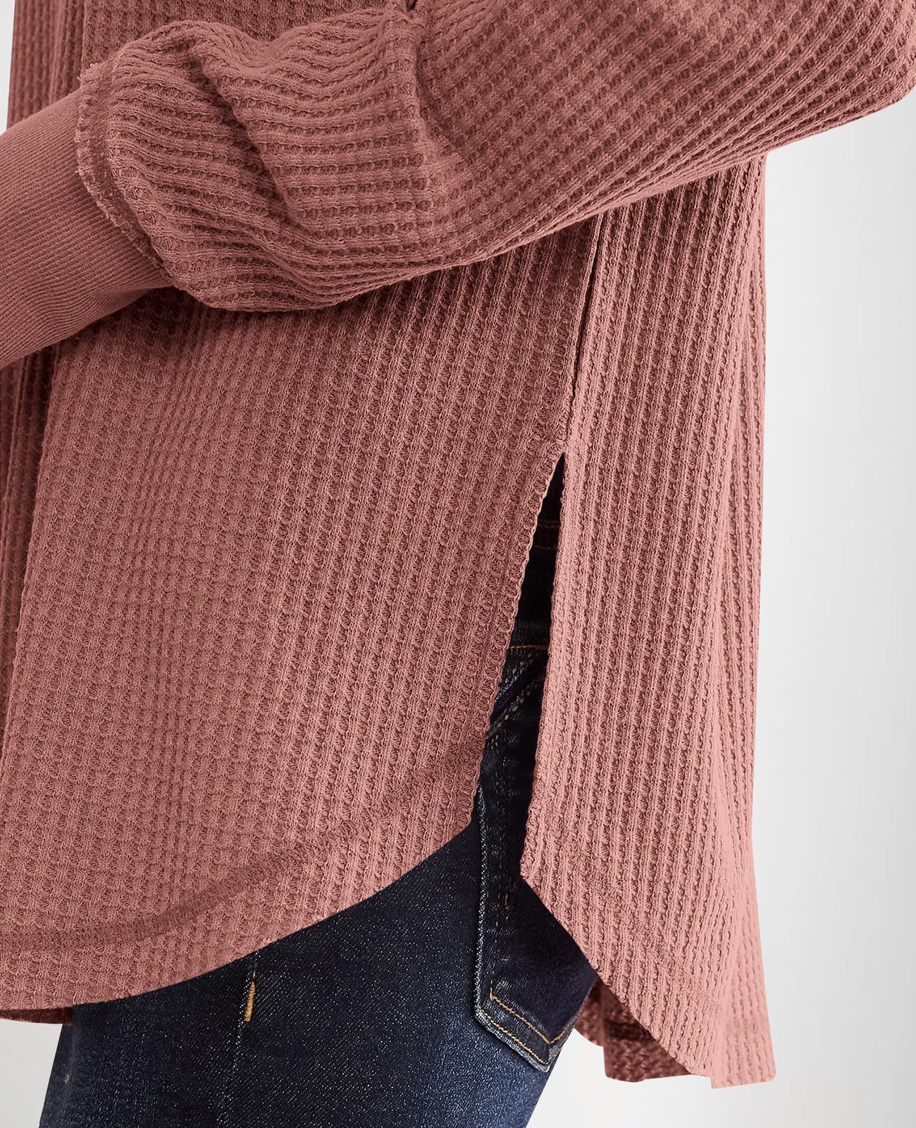 2024 New Women's Waffle Knit Exposed Seam Pullover(buy 2 10% OFF)