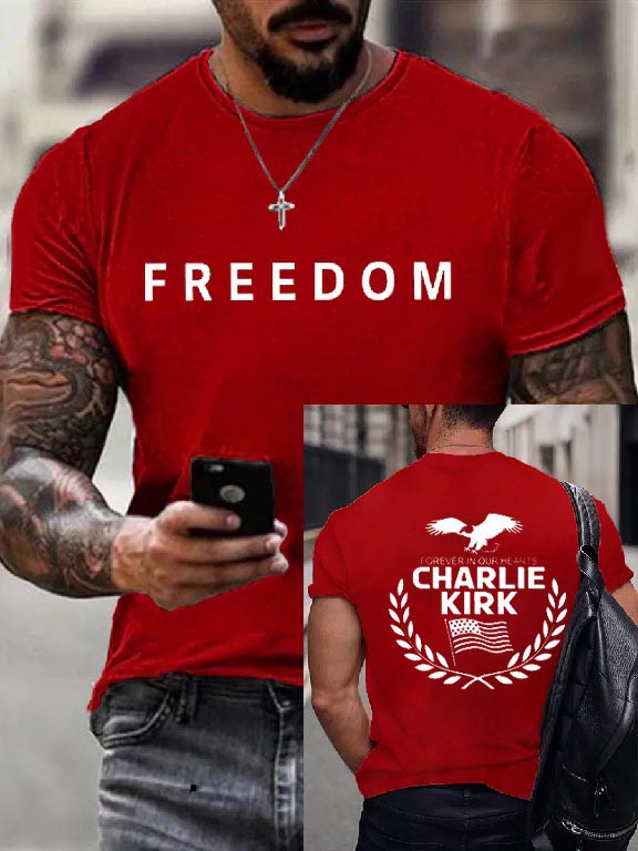 Charlie Kirk Memorial Tee, Patriotic Eagle Wreath “Forever in Our Hearts” Unisex T-Shirt (Buy 3 Free Shipping)