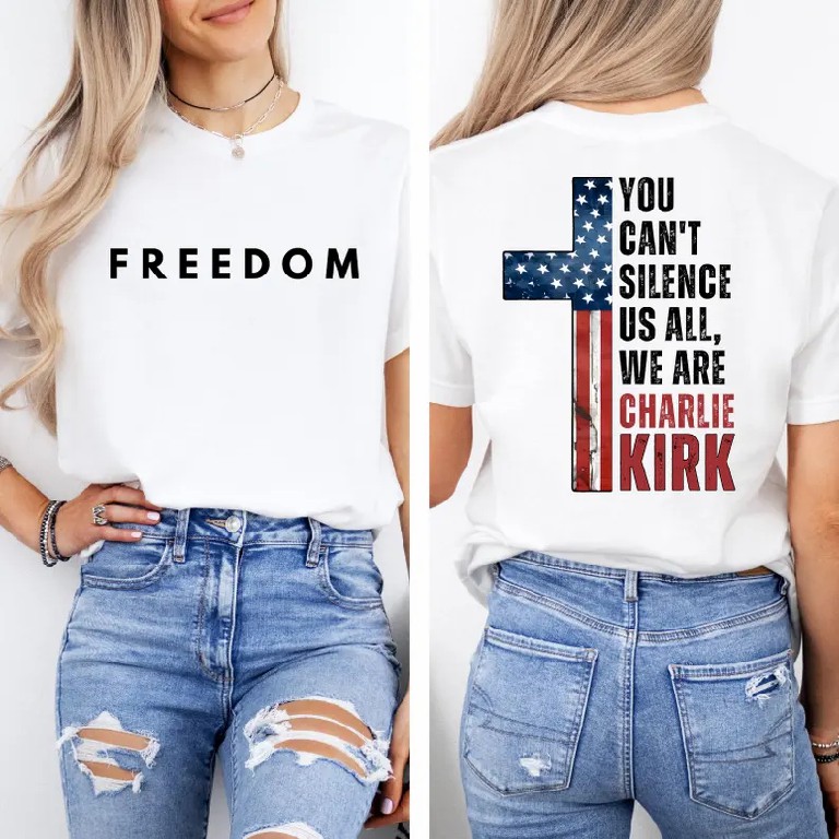 You can't silence us all, Charlie Kirk Unisex T-Shirt (Buy 3 Free Shipping)