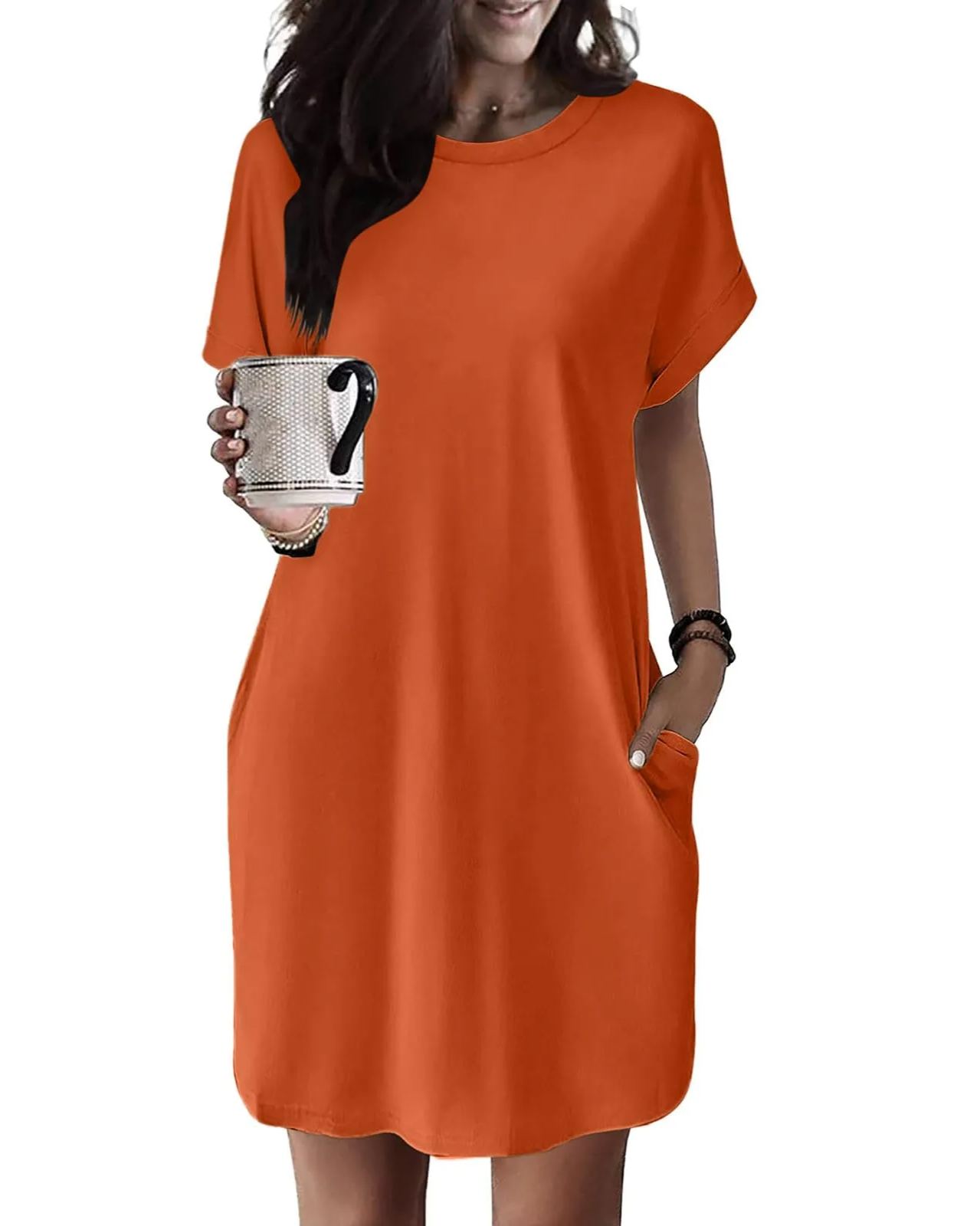 ✨Women's Loose Short Sleeve T-Shirt Dress with Pockets (Buy 2 Free Shipping)