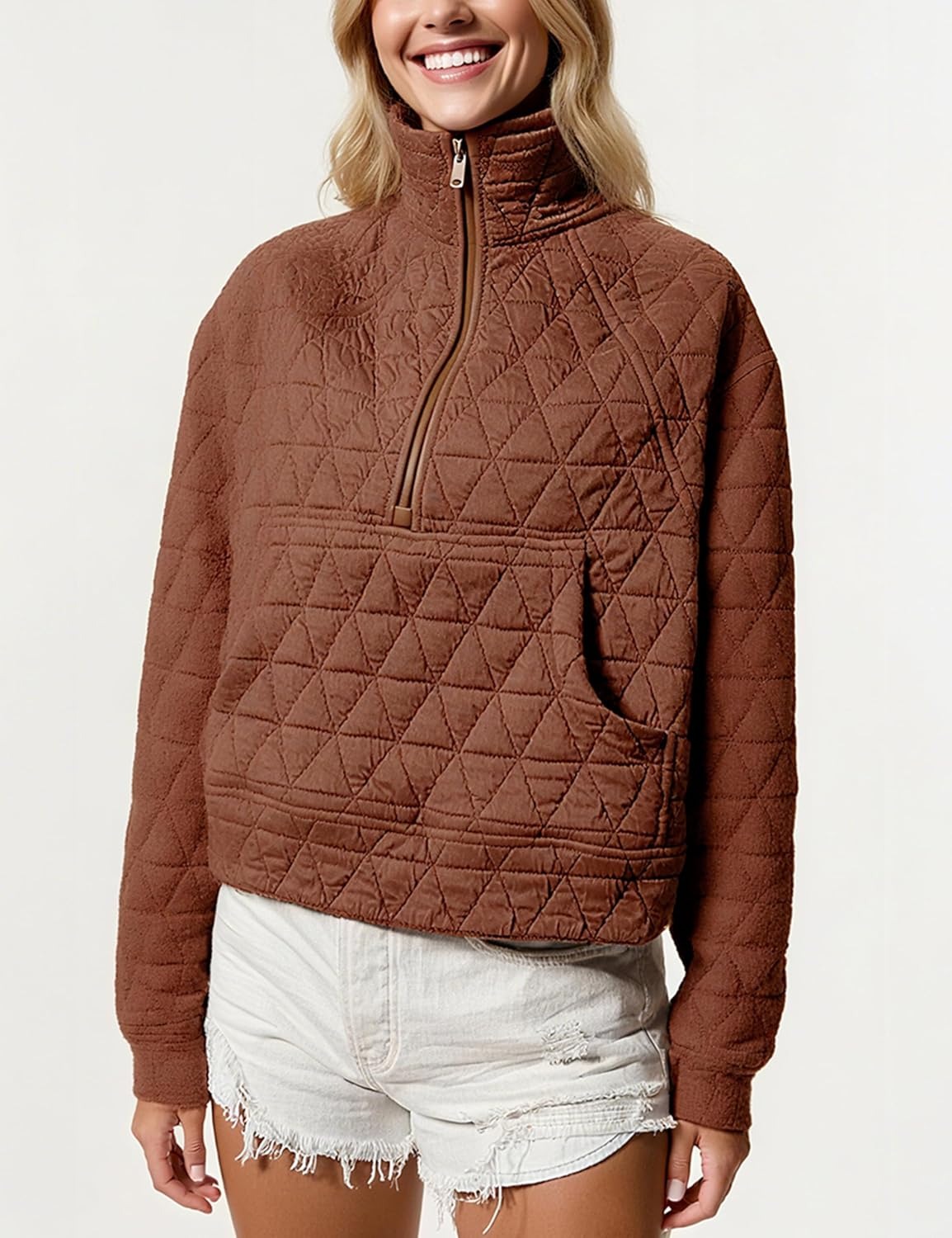 Women's Half-Zip Quilted Puffer Jacket Pullover (Buy 2 Free Shipping)