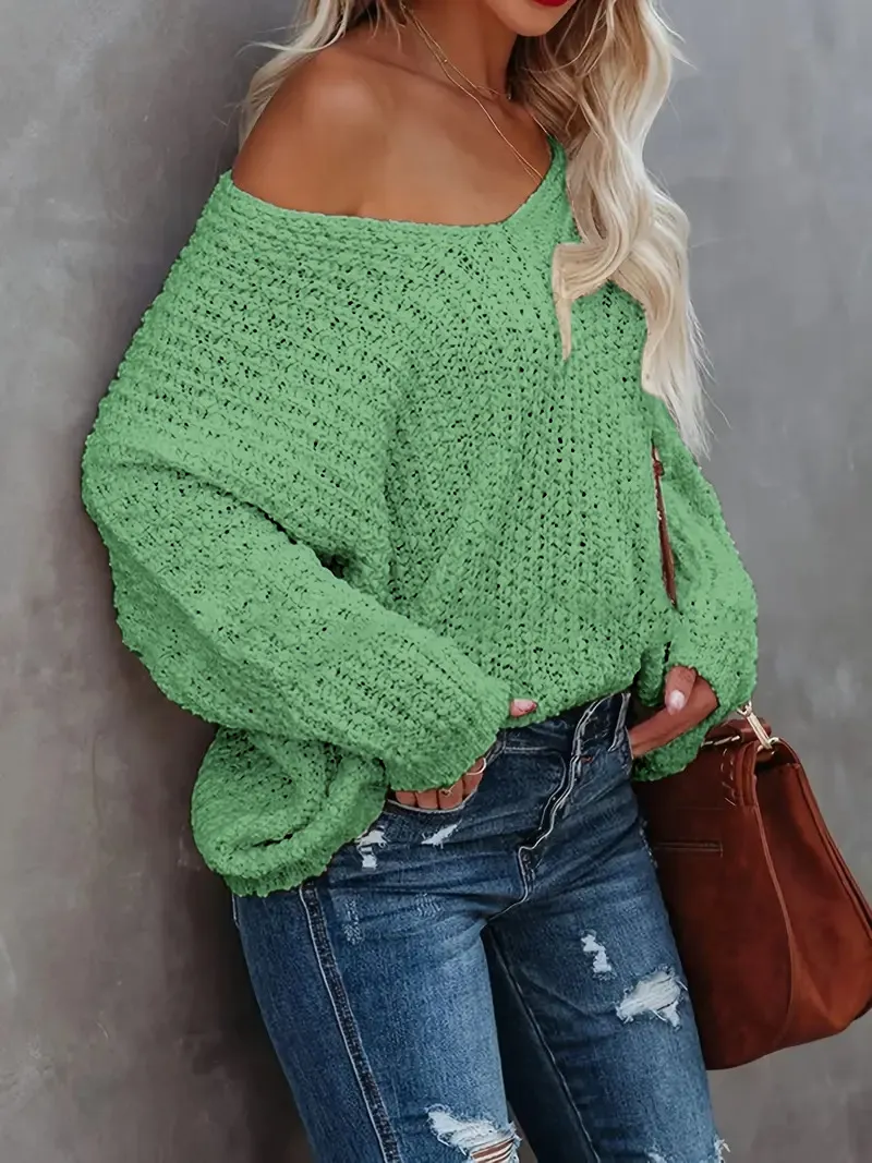 HOT SALE Women's Off-the-Shoulder Sweater Loose Lightweight Pullover Top