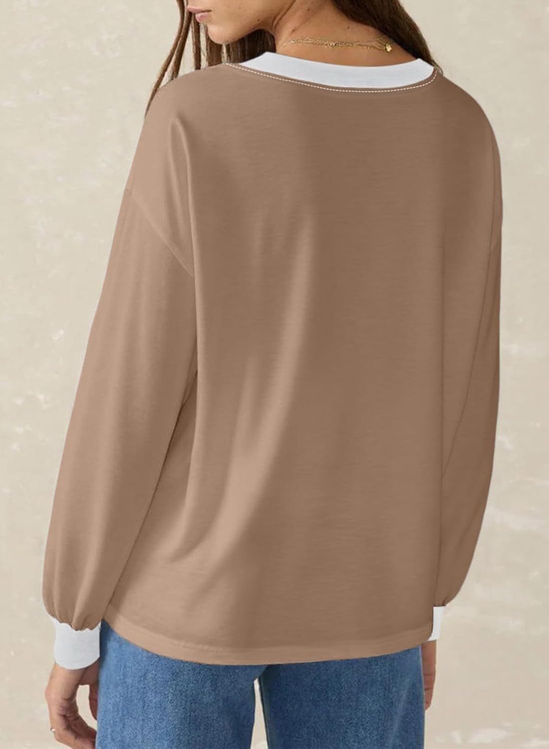 Women's Loose V-Neck Colorblock Sweatshirt（Buy 2 Free Shipping)