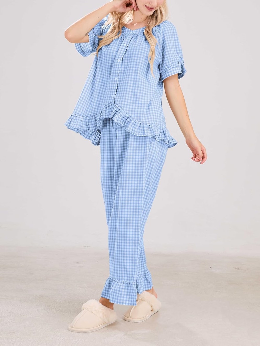 Women's  2 Piece Gingham Pajama Set (Buy 2 Free Shipping)