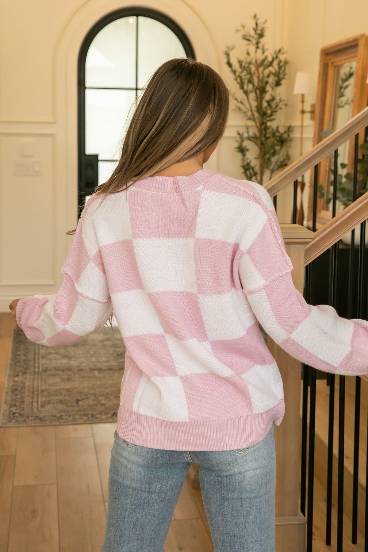 Women's Oversized Checkered Sweater