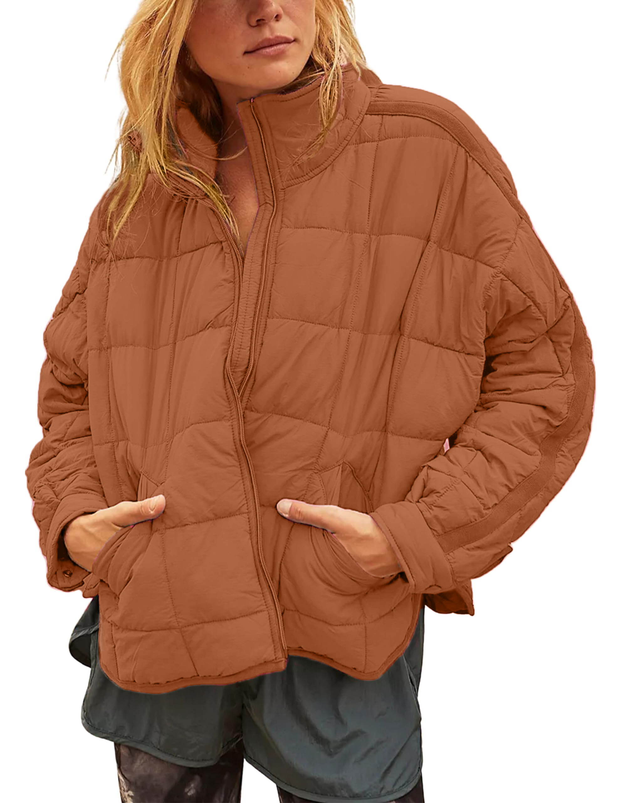 Women's Oversized Splice Quilted Lightweight Puffer Jacket (Buy 2 Free Shipping)