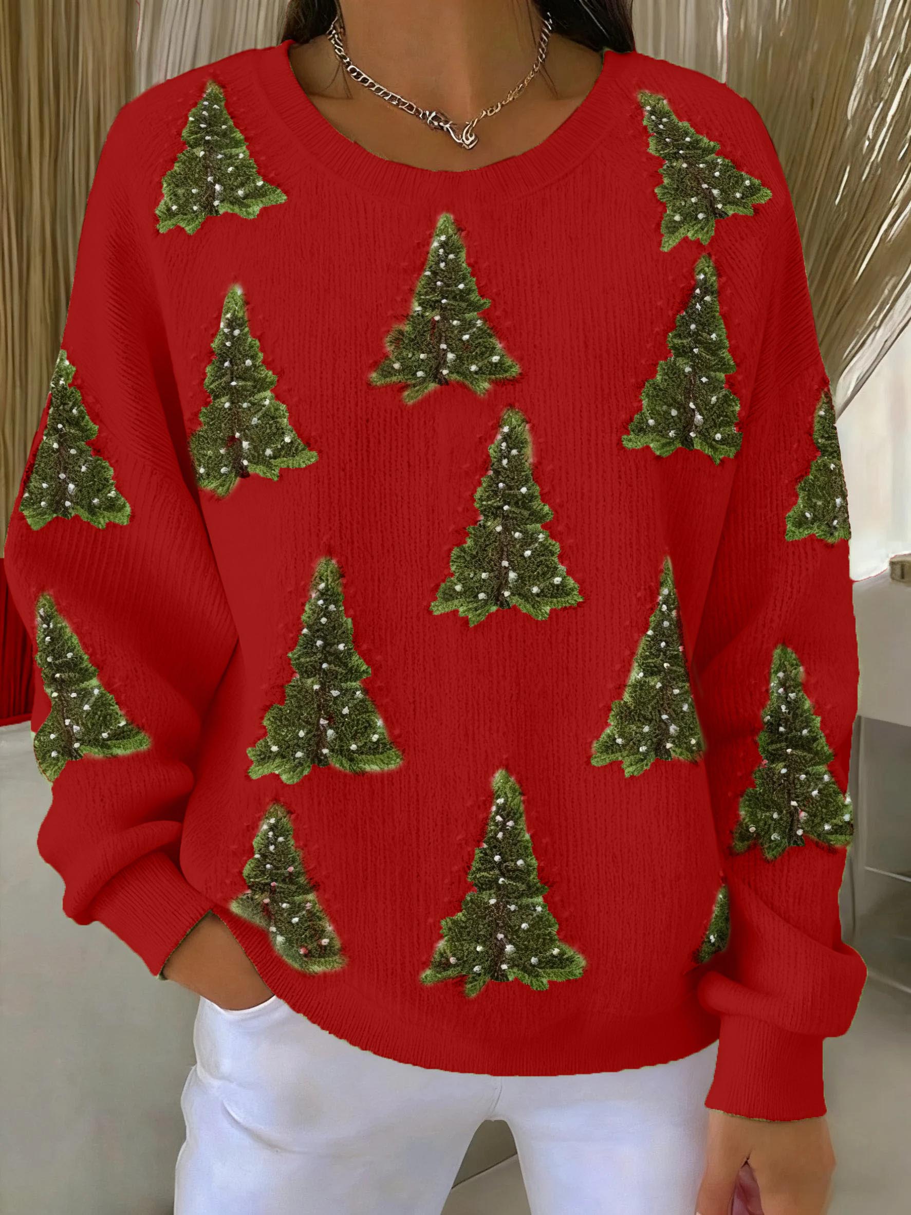 Women's Christmas Tree Texture Sweatshirt
