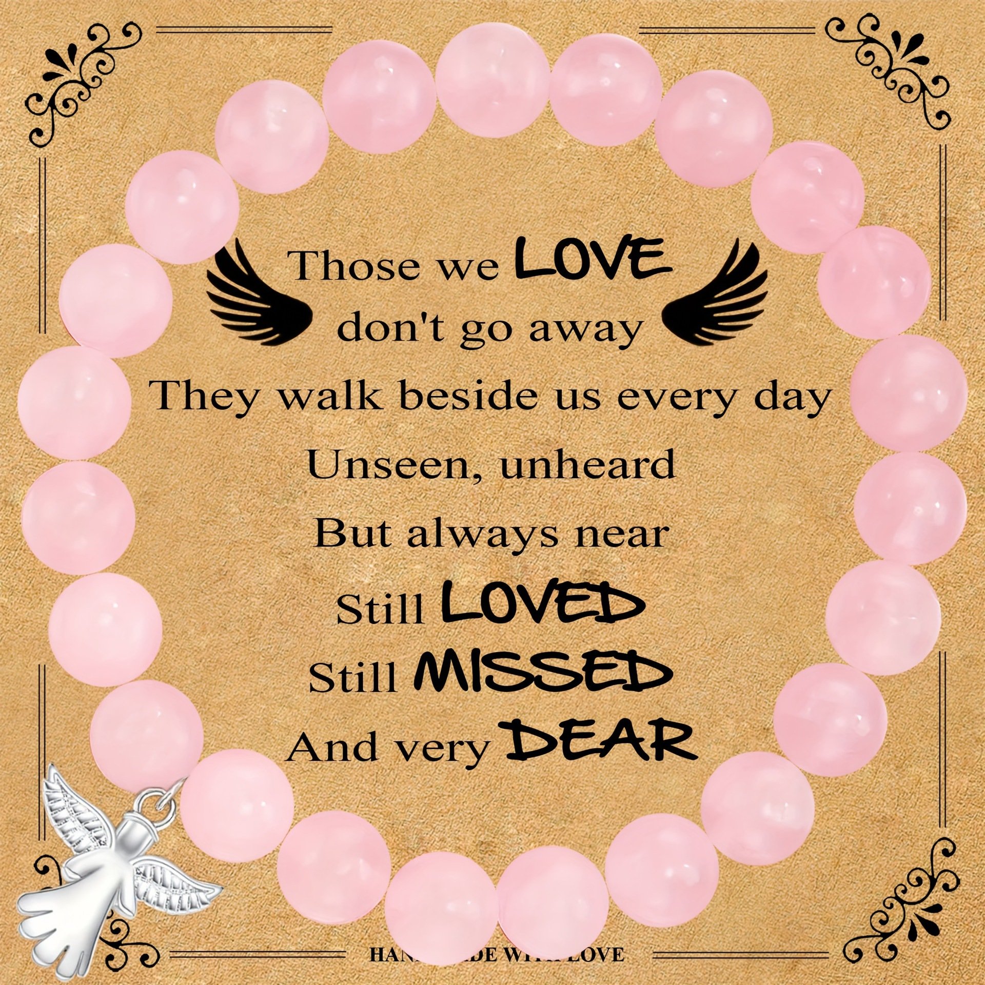Memorial Gifts Angel Wings Healing Crystal Bracelet