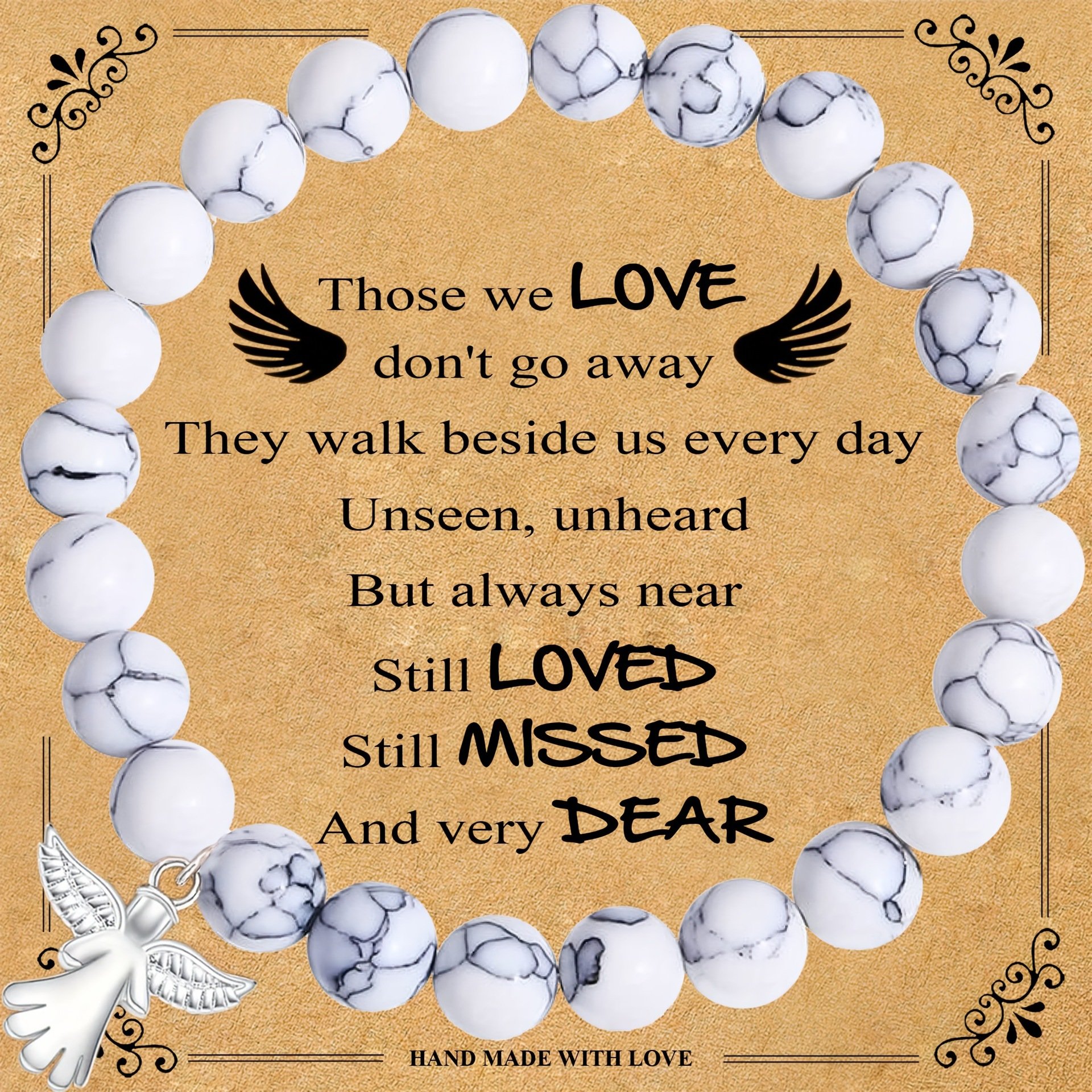 Memorial Gifts Angel Wings Healing Crystal Bracelet