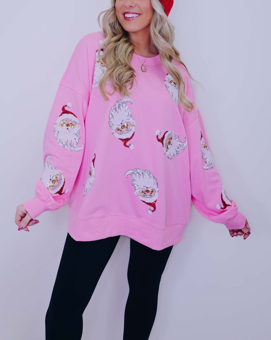 Women's Santa Sequin Patch Sweatshirt