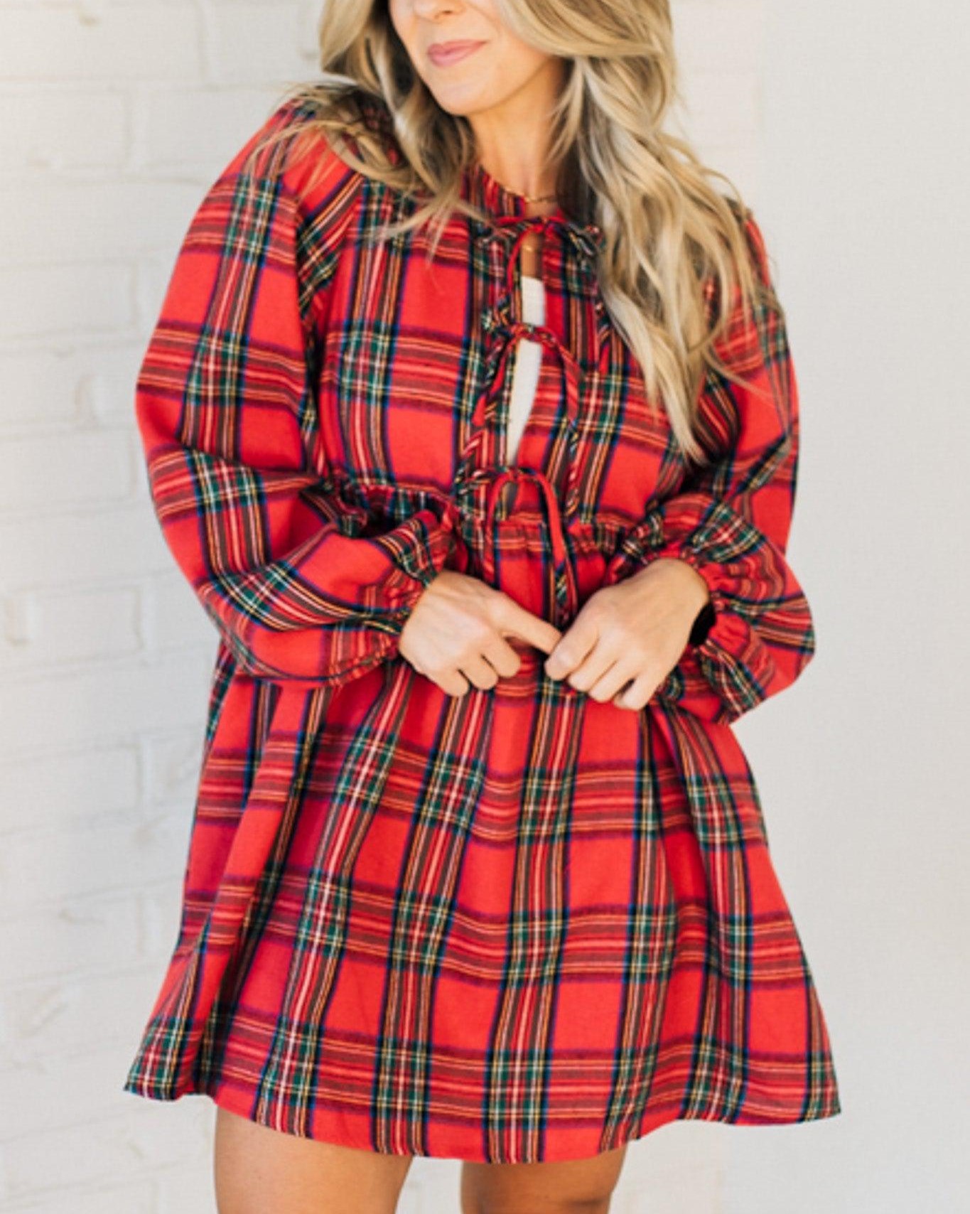 Women's Holiday Plaid Mini Dress (Buy 2 Free Shipping)