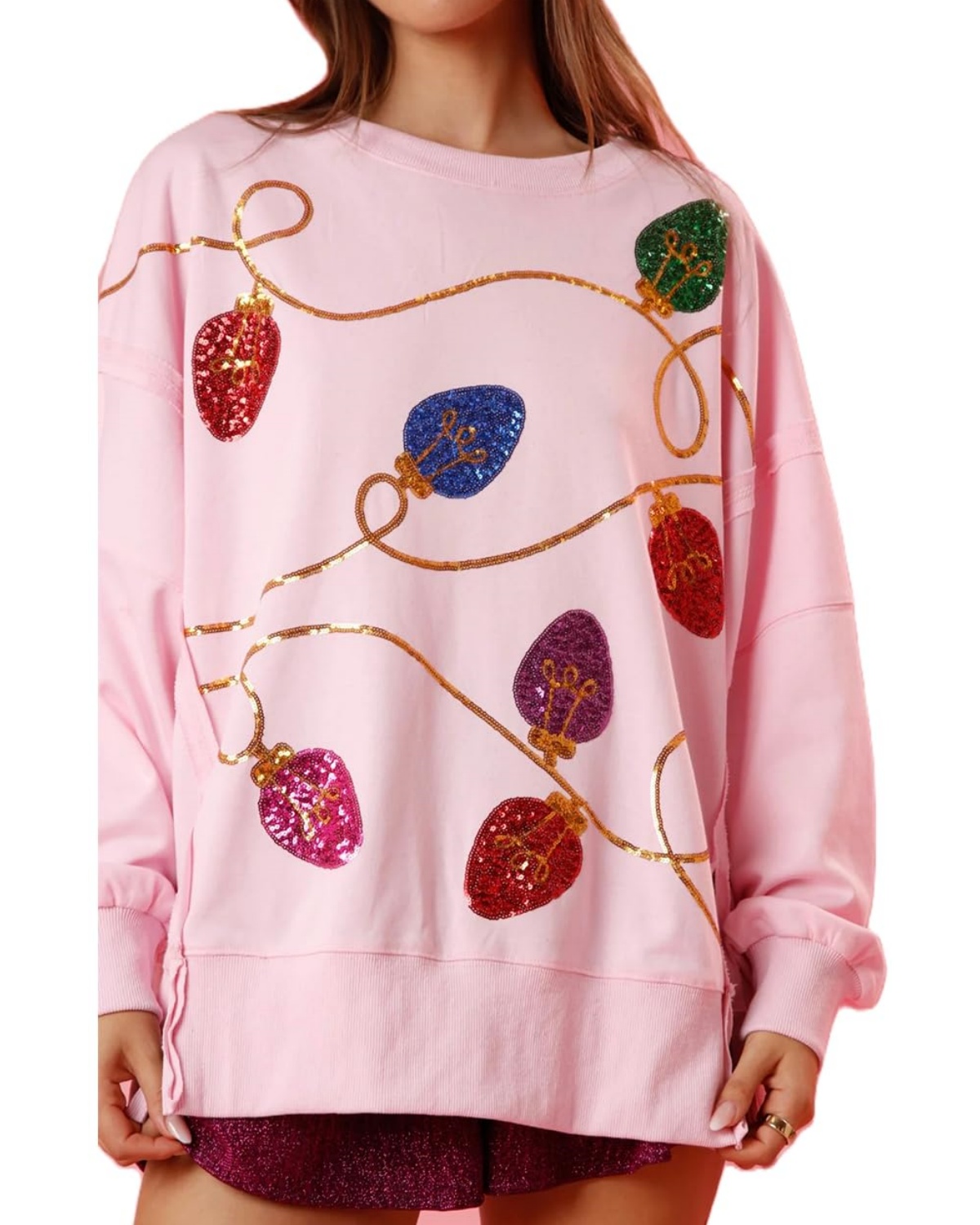 Christmas Light Bulb Sequin Sweatshirt (Buy 2 Free Shipping)